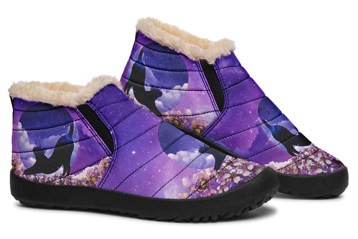 Enchanted Lavender Moon Cat Winter Shoes
