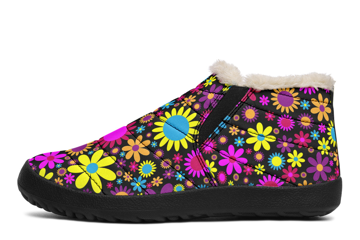 Funky Retro Flowers Winter Shoes - Offbeat Sweetie