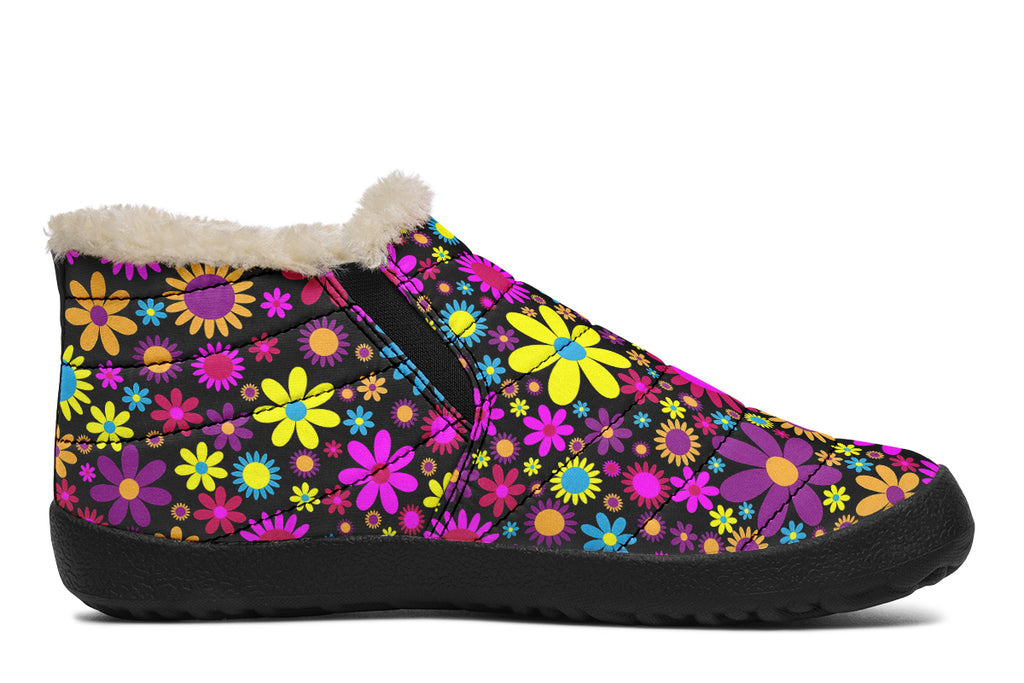 Funky Retro Flowers Winter Shoes - Offbeat Sweetie