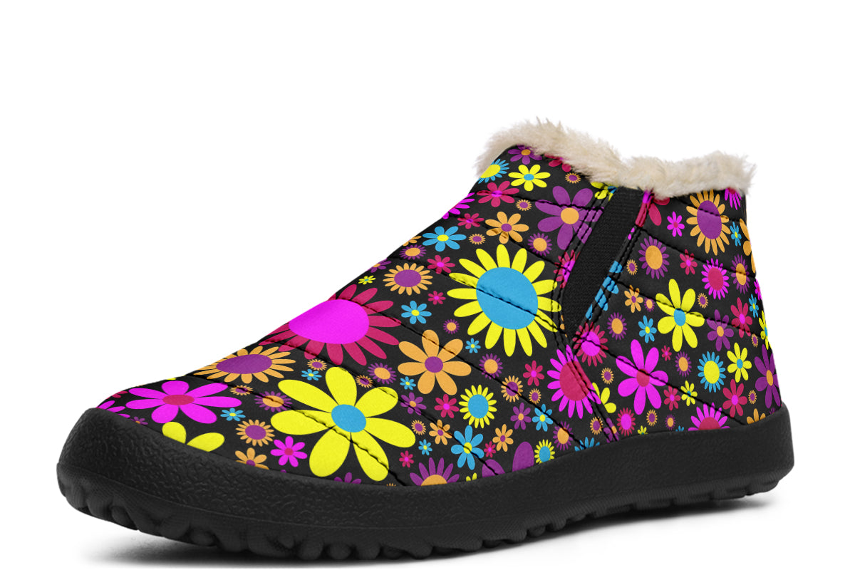 Funky Retro Flowers Winter Shoes - Offbeat Sweetie