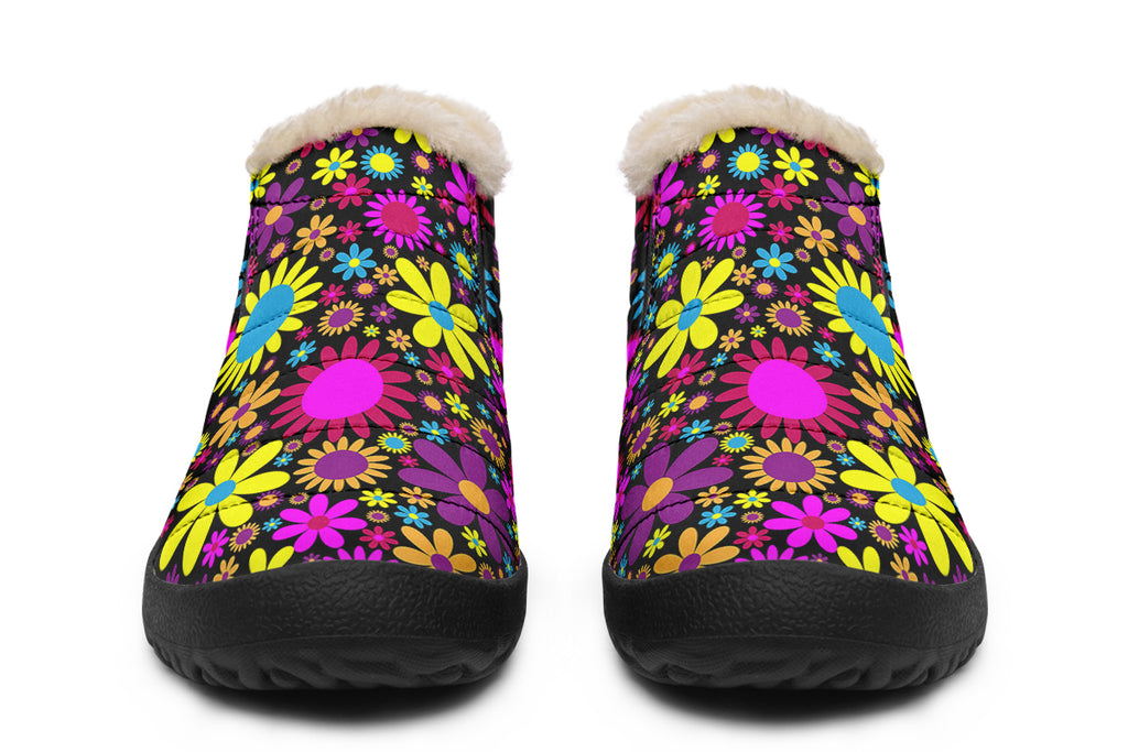 Funky Retro Flowers Winter Shoes - Offbeat Sweetie