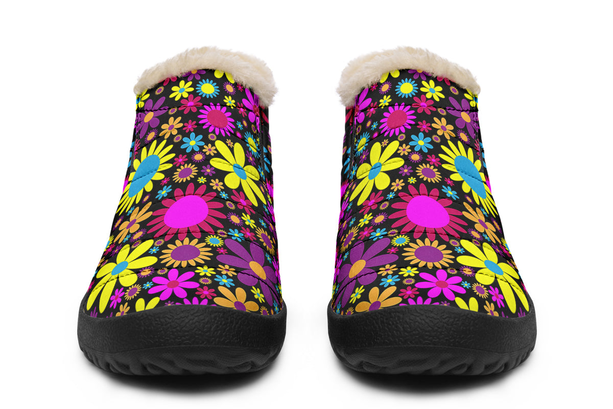 Funky Retro Flowers Winter Shoes - Offbeat Sweetie