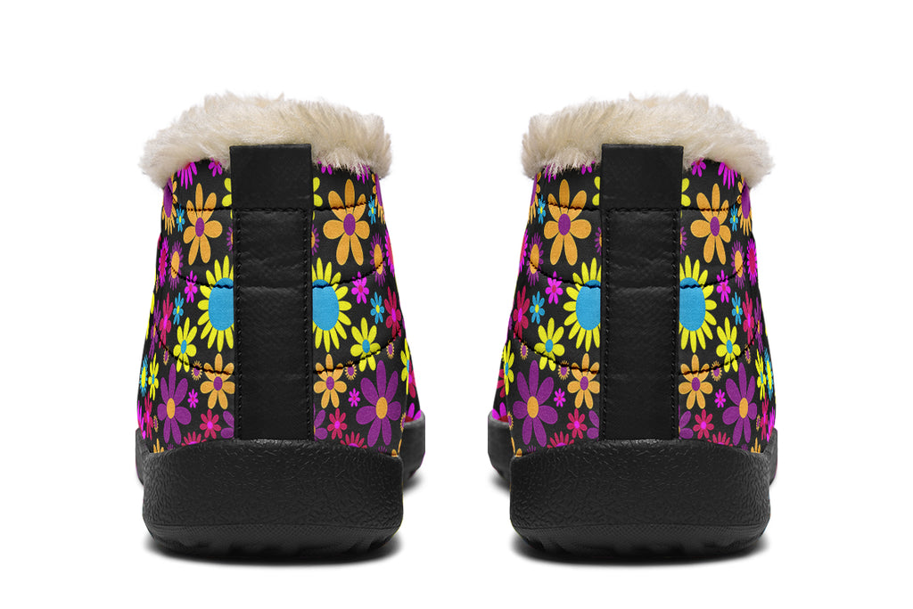 Funky Retro Flowers Winter Shoes - Offbeat Sweetie
