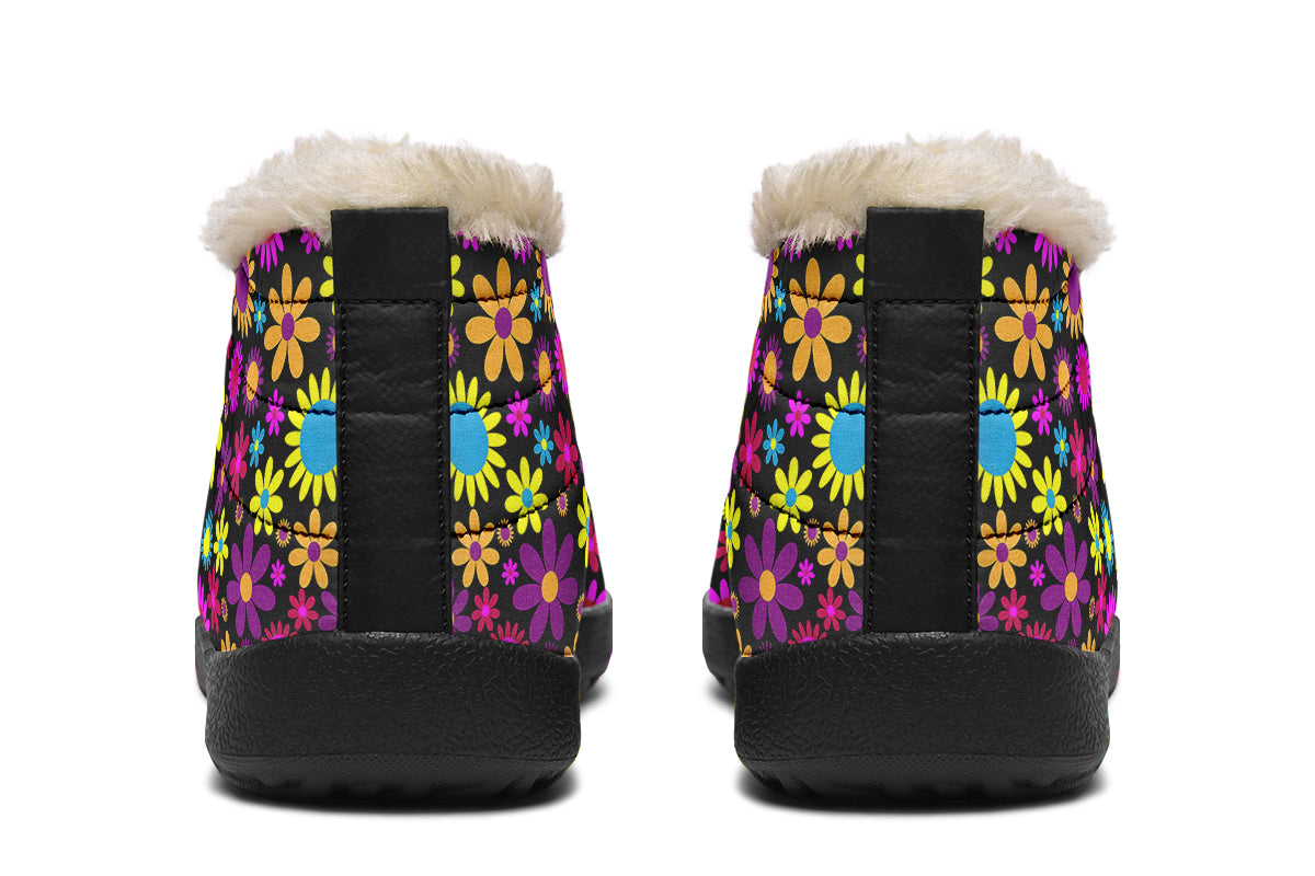 Funky Retro Flowers Winter Shoes - Offbeat Sweetie