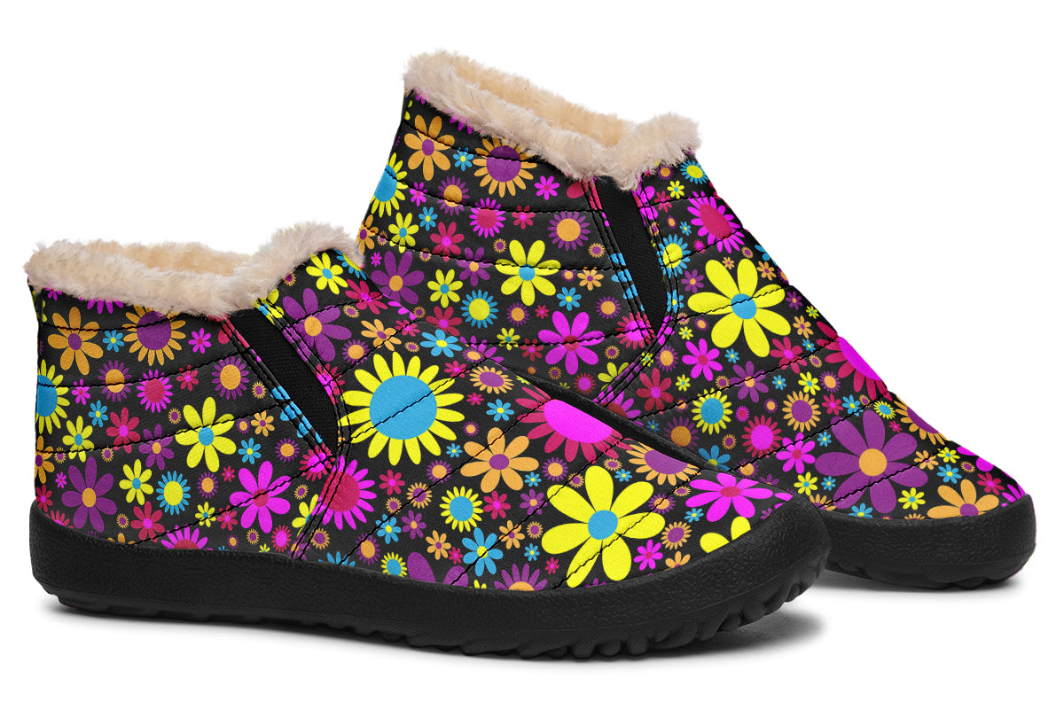 Funky Retro Flowers Winter Shoes - Offbeat Sweetie
