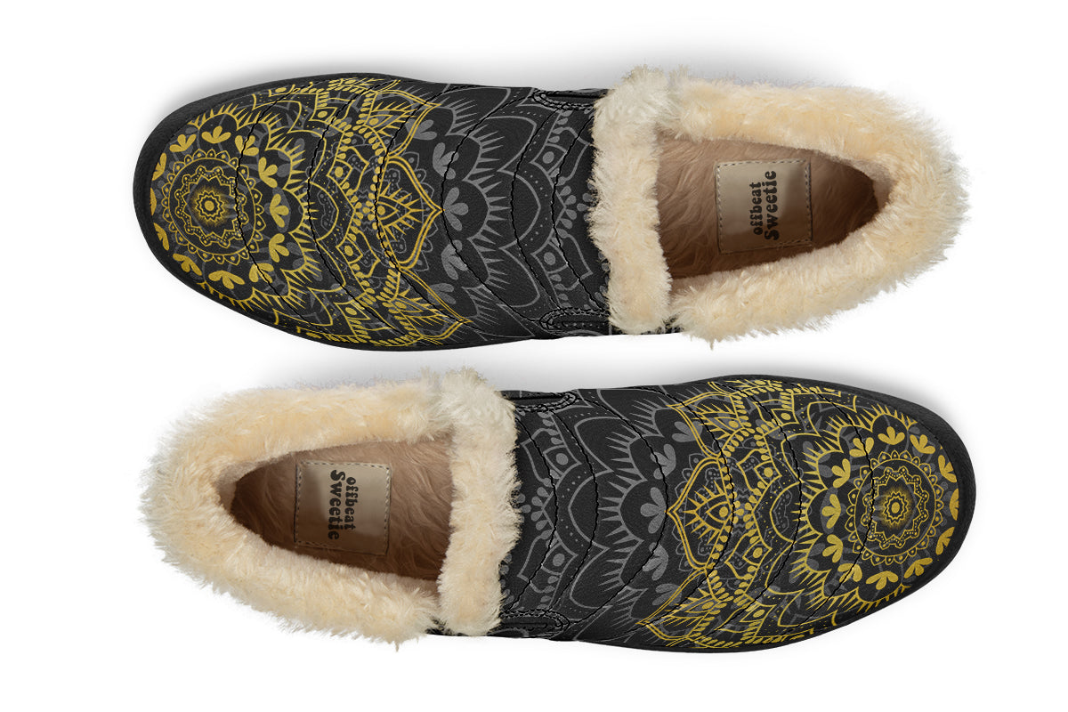 Golden Mandala Winter Shoes - Offbeat Sweetie