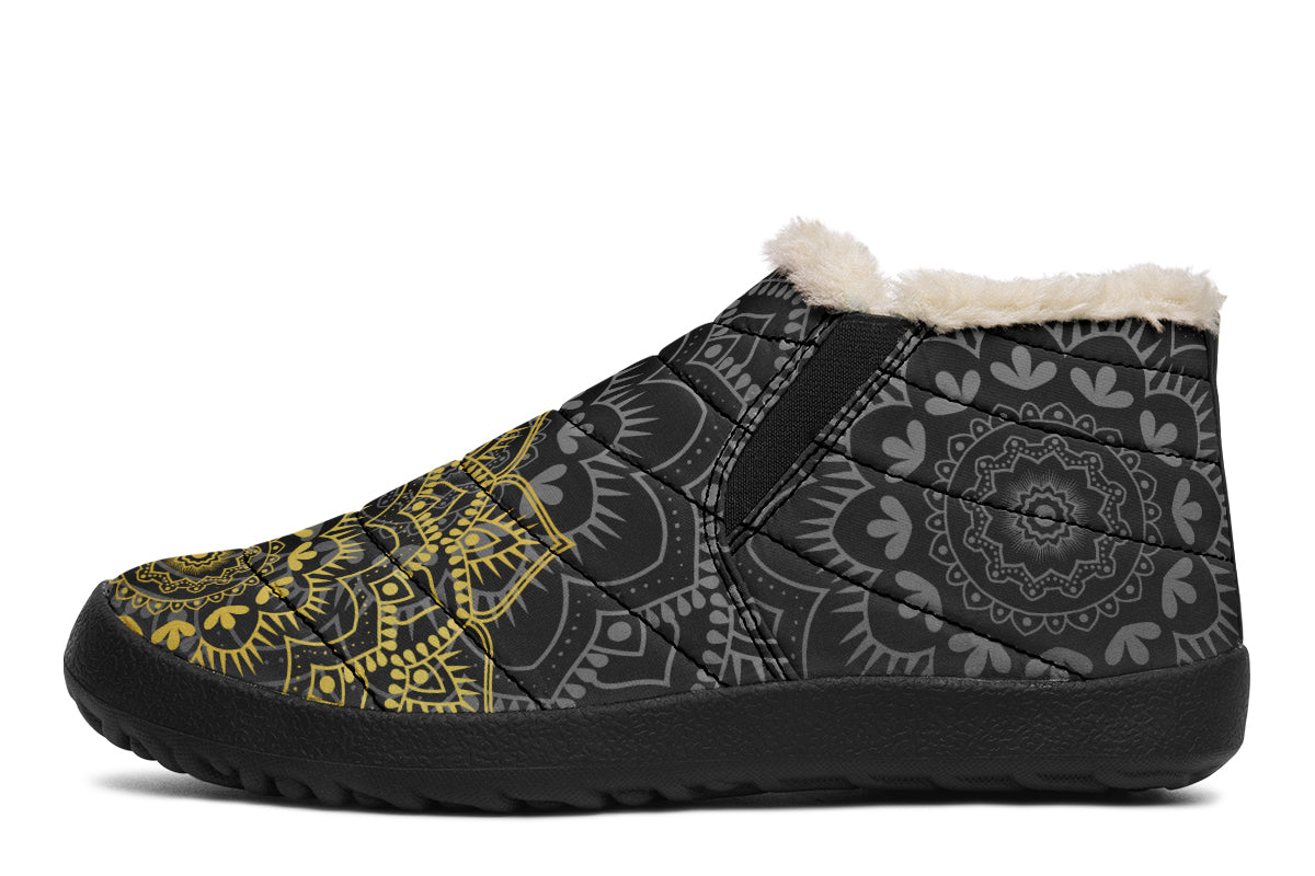 Golden Mandala Winter Shoes - Offbeat Sweetie
