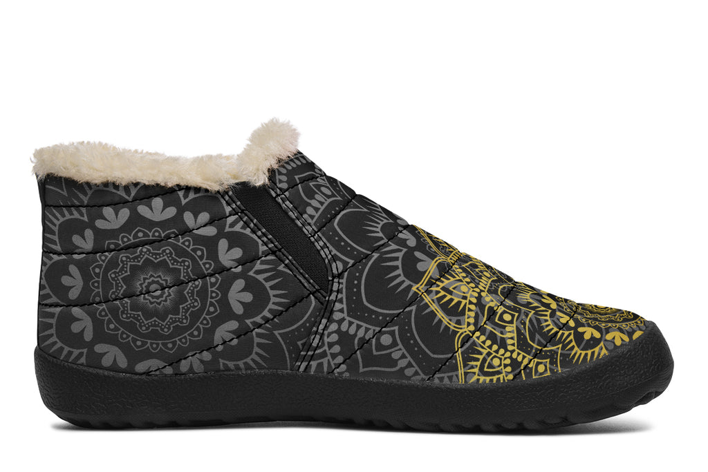 Golden Mandala Winter Shoes - Offbeat Sweetie