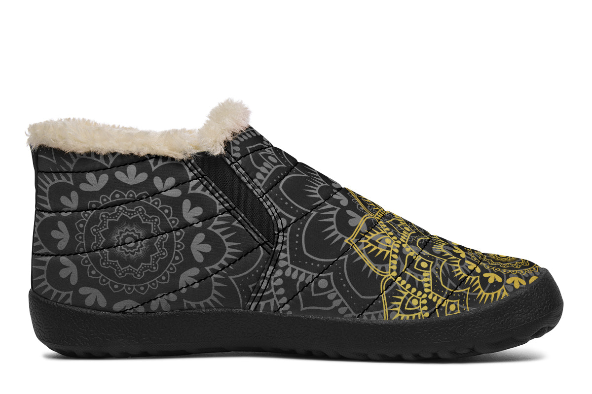 Golden Mandala Winter Shoes - Offbeat Sweetie