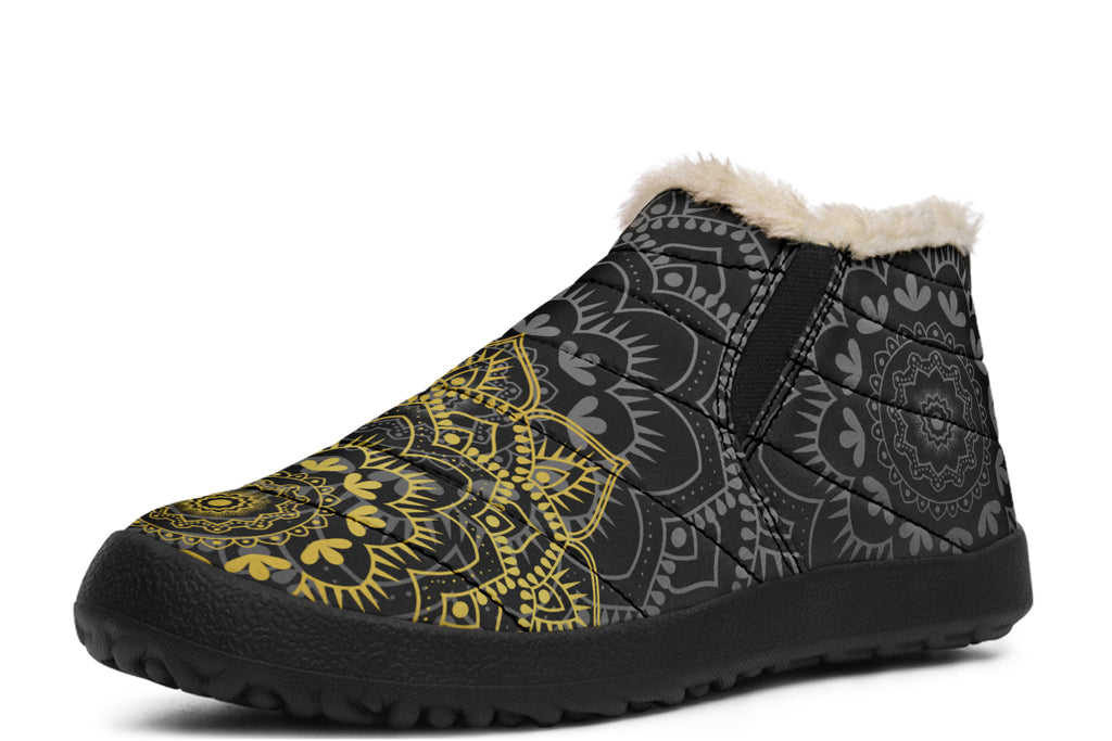Golden Mandala Winter Shoes - Offbeat Sweetie