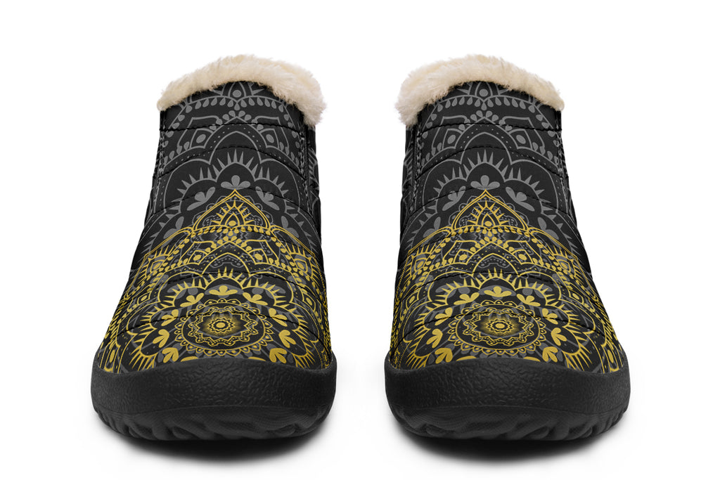 Golden Mandala Winter Shoes - Offbeat Sweetie