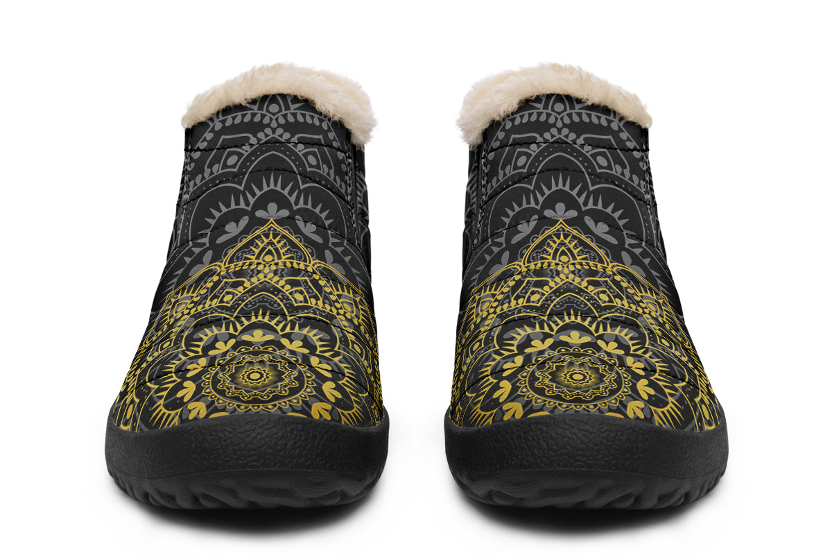 Golden Mandala Winter Shoes - Offbeat Sweetie