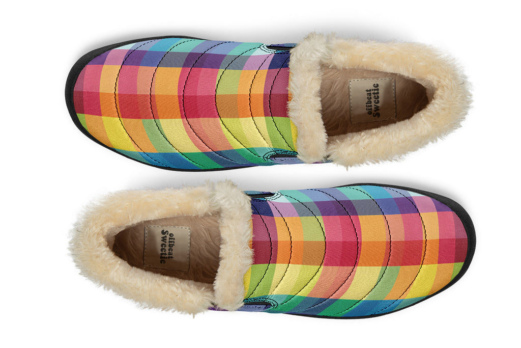 Happy Rainbow Plaid Winter Shoes