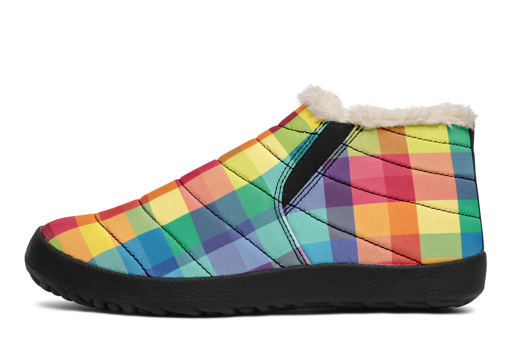 Happy Rainbow Plaid Winter Shoes