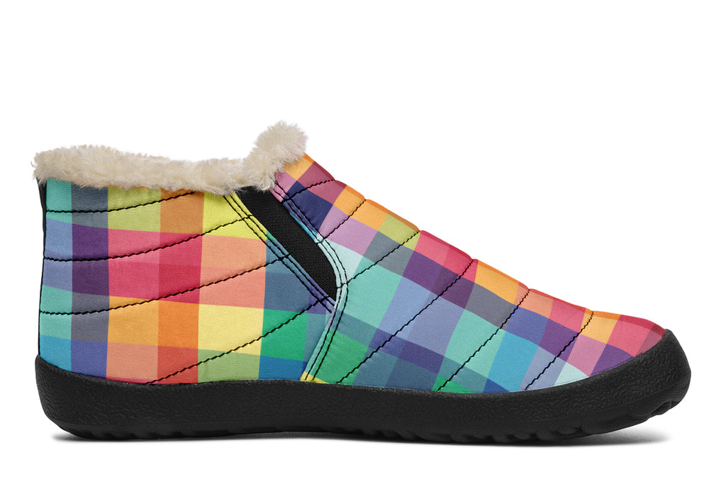 Happy Rainbow Plaid Winter Shoes