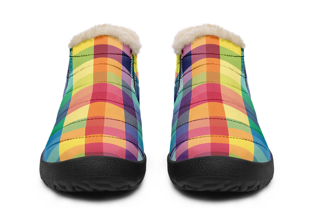 Happy Rainbow Plaid Winter Shoes