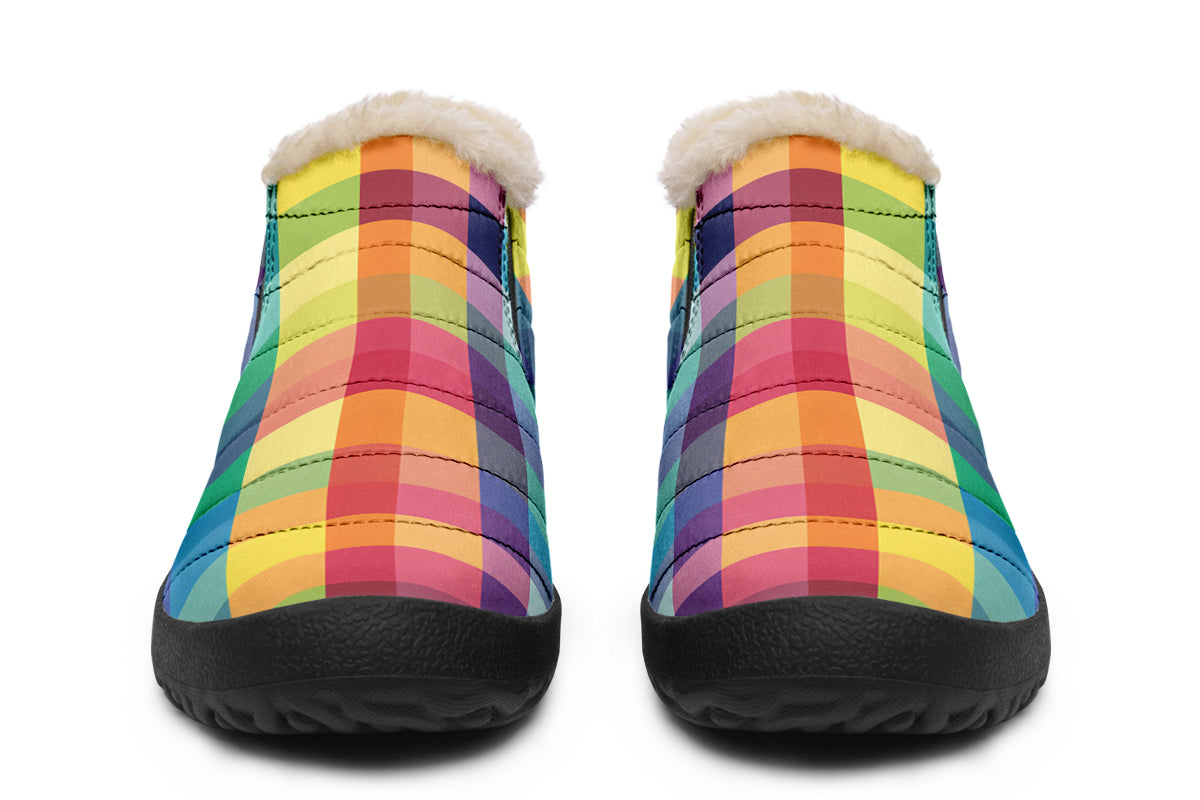 Happy Rainbow Plaid Winter Shoes