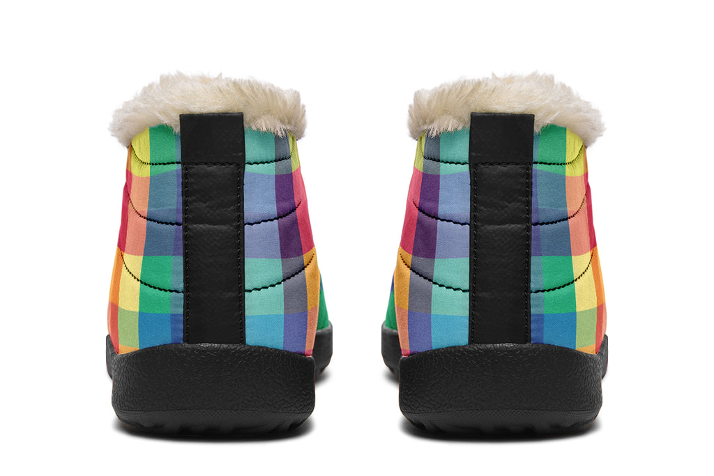 Happy Rainbow Plaid Winter Shoes
