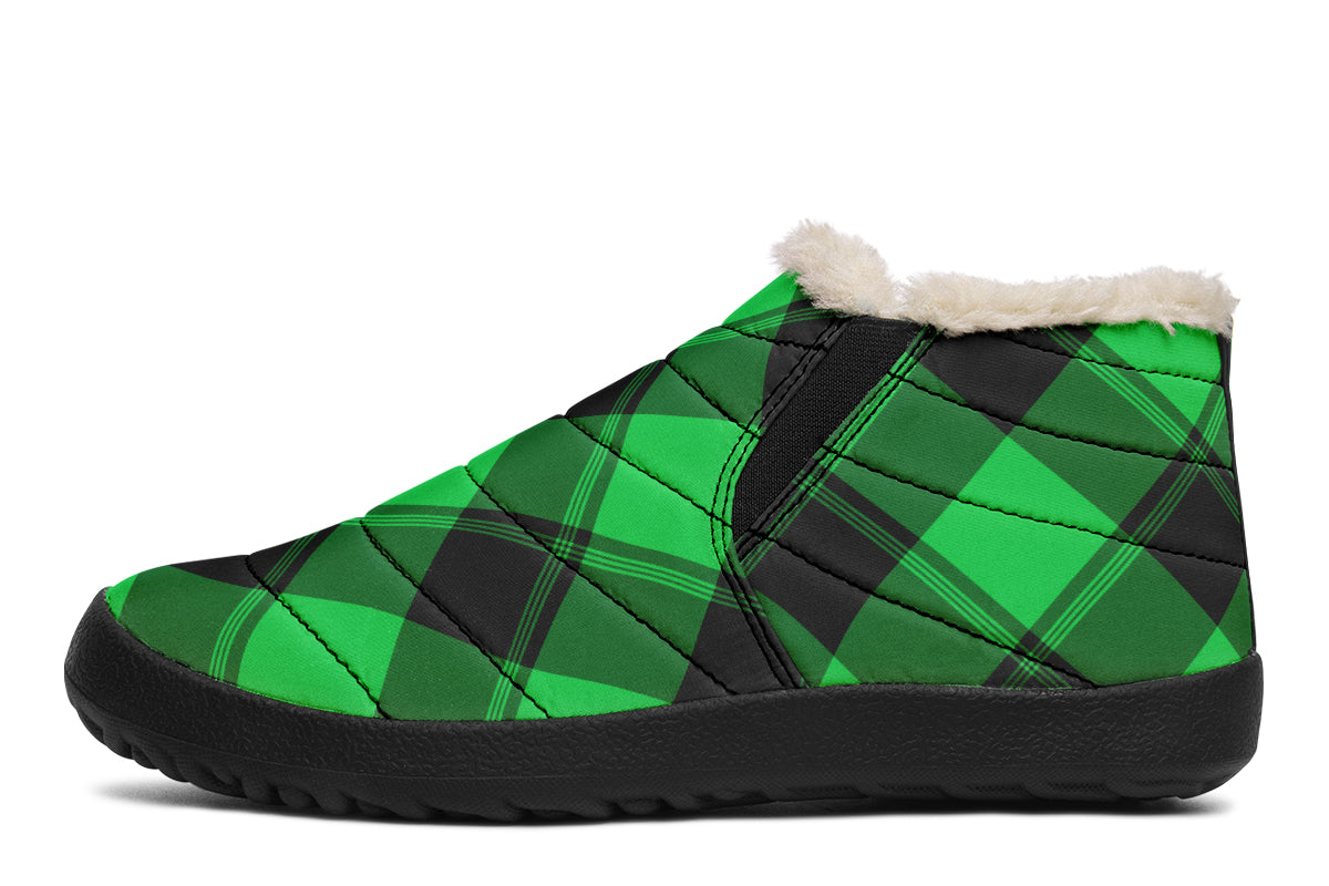 Lucky Green Plaid Winter Shoes