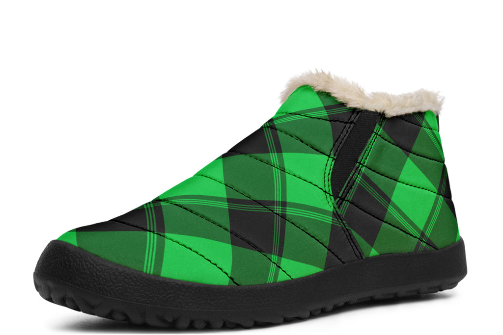 Lucky Green Plaid Winter Shoes