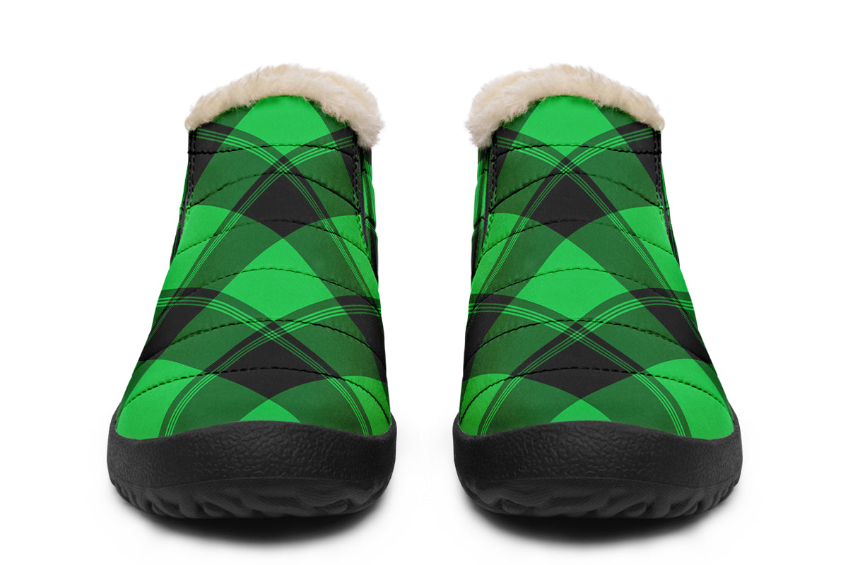 Lucky Green Plaid Winter Shoes