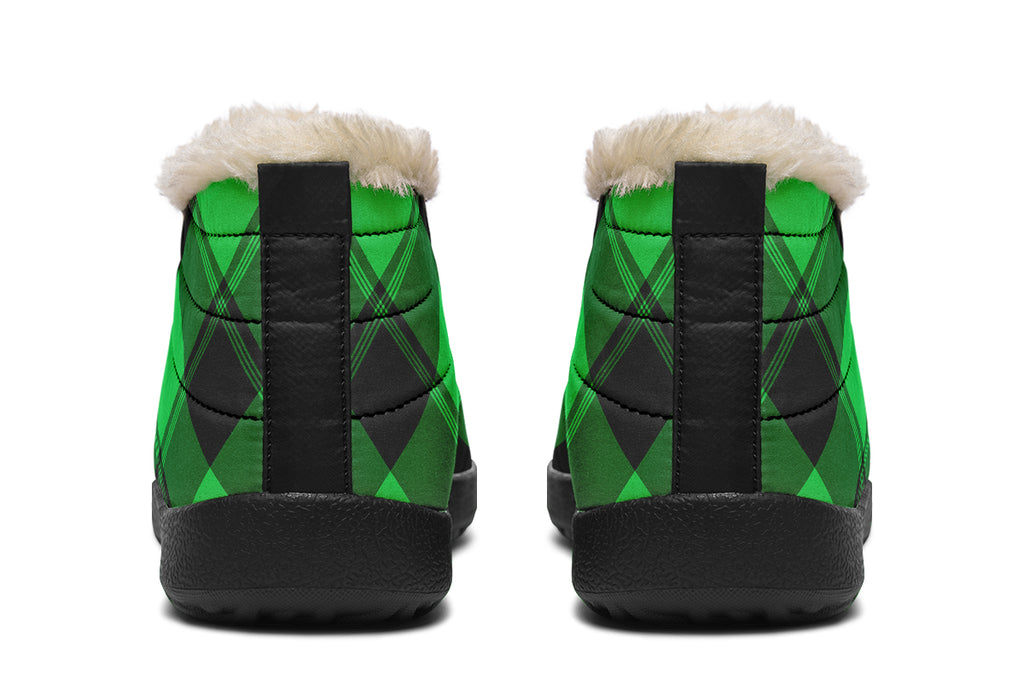 Lucky Green Plaid Winter Shoes