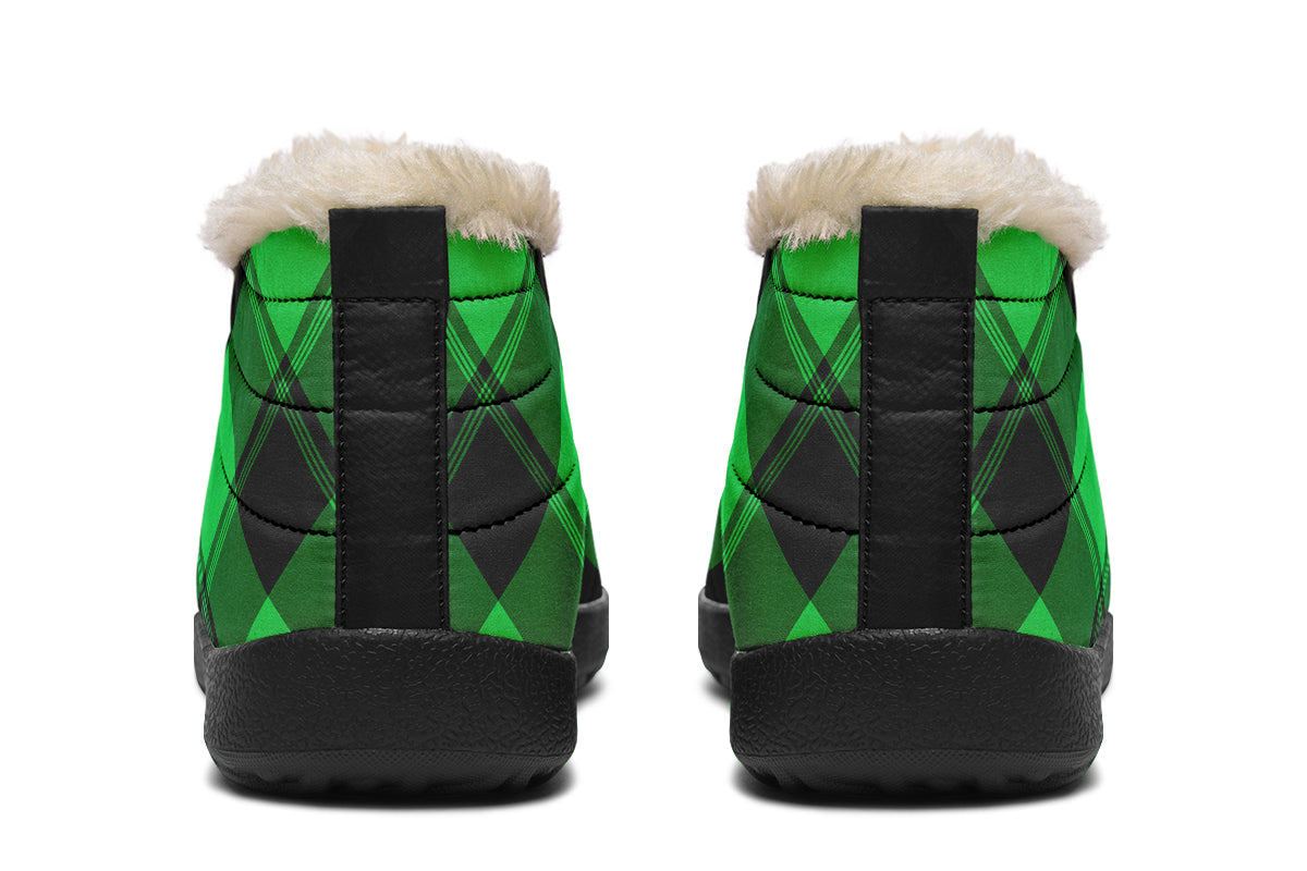 Lucky Green Plaid Winter Shoes
