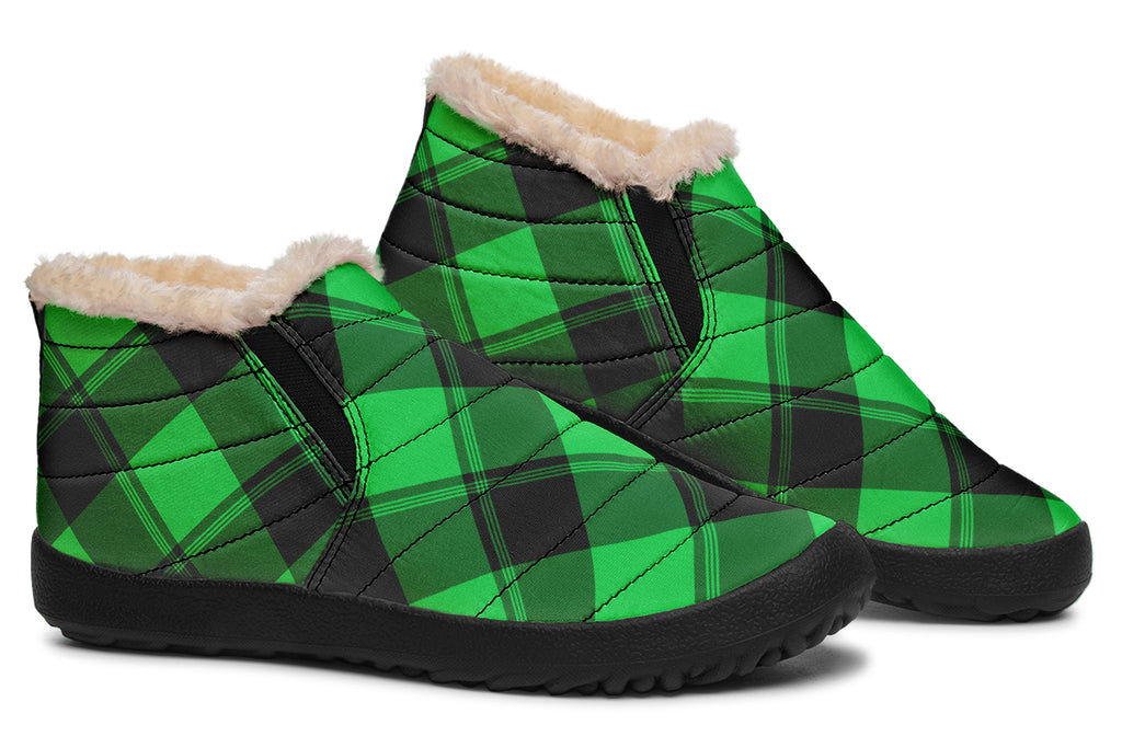 Lucky Green Plaid Winter Shoes