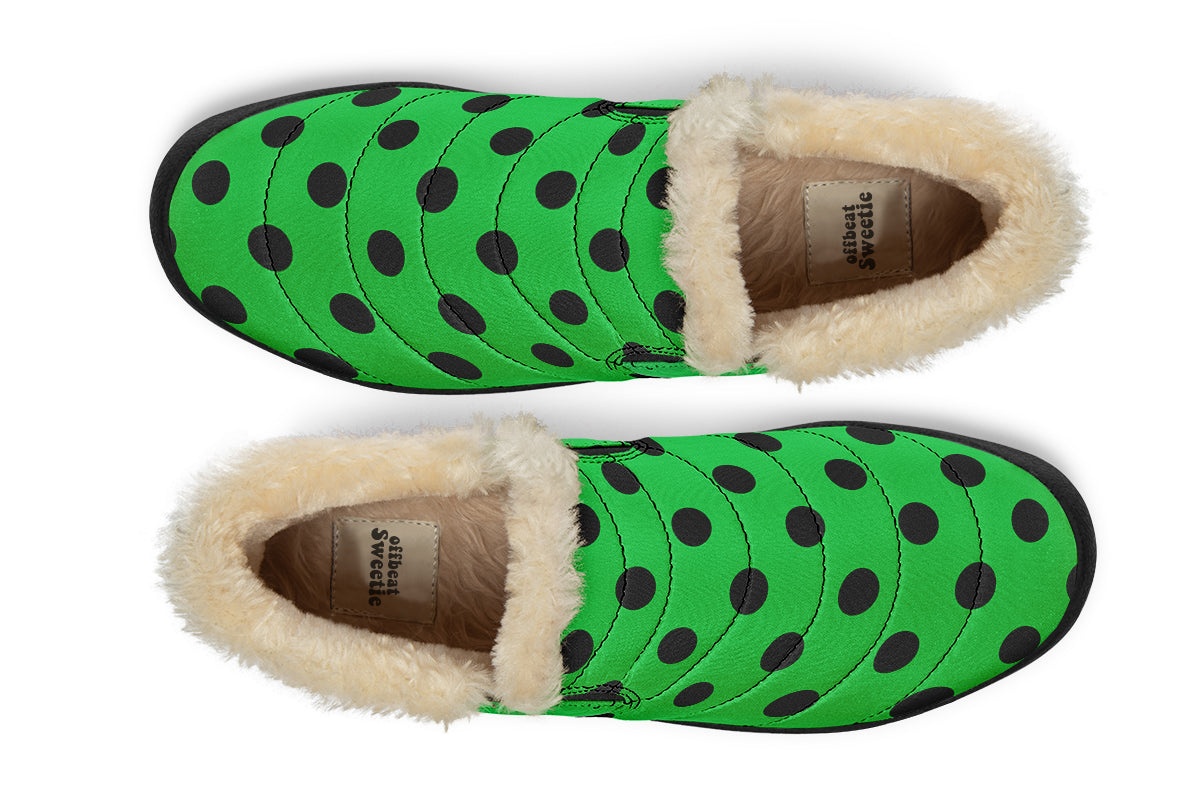 Lucky Green Polka Dot Winter Shoes