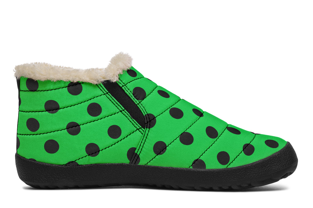Lucky Green Polka Dot Winter Shoes