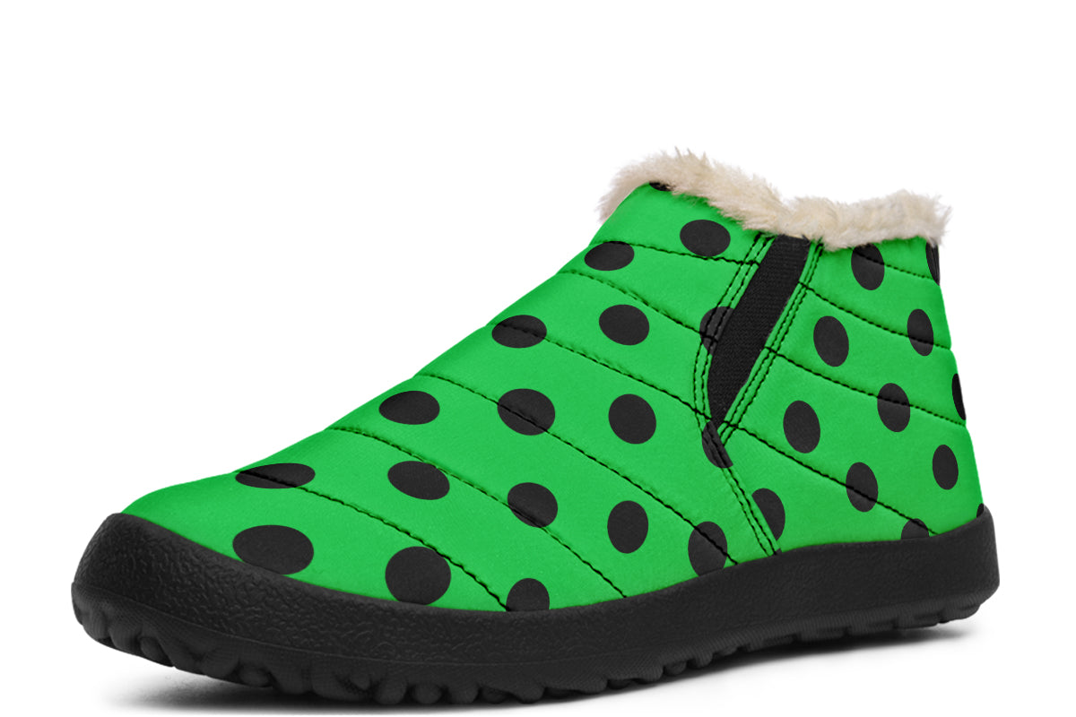 Lucky Green Polka Dot Winter Shoes