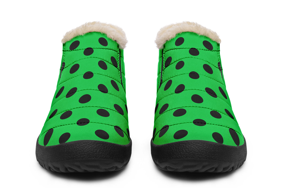 Lucky Green Polka Dot Winter Shoes