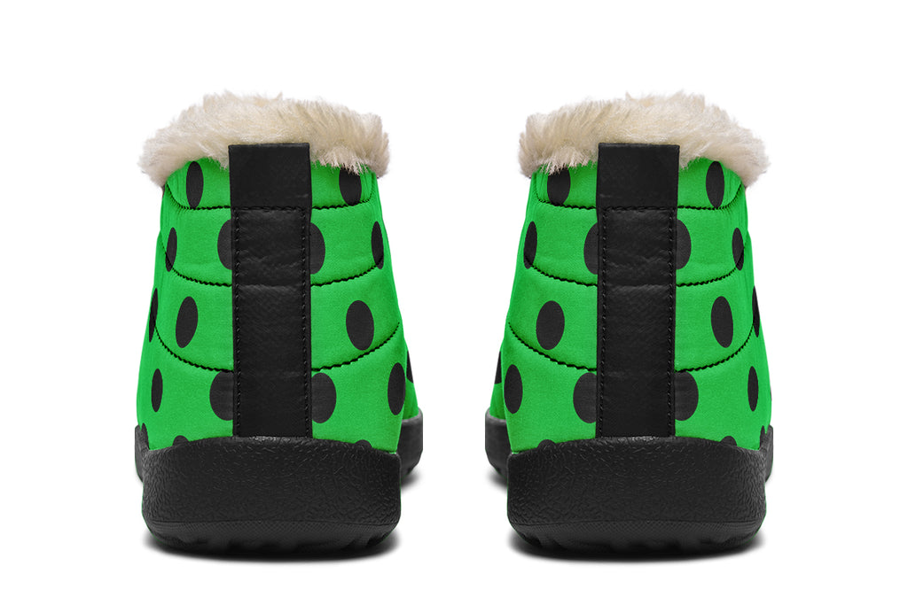 Lucky Green Polka Dot Winter Shoes