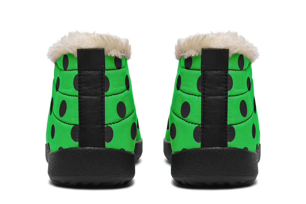 Lucky Green Polka Dot Winter Shoes