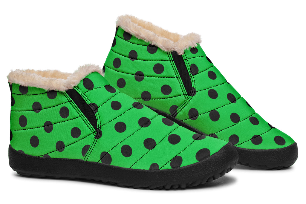 Lucky Green Polka Dot Winter Shoes