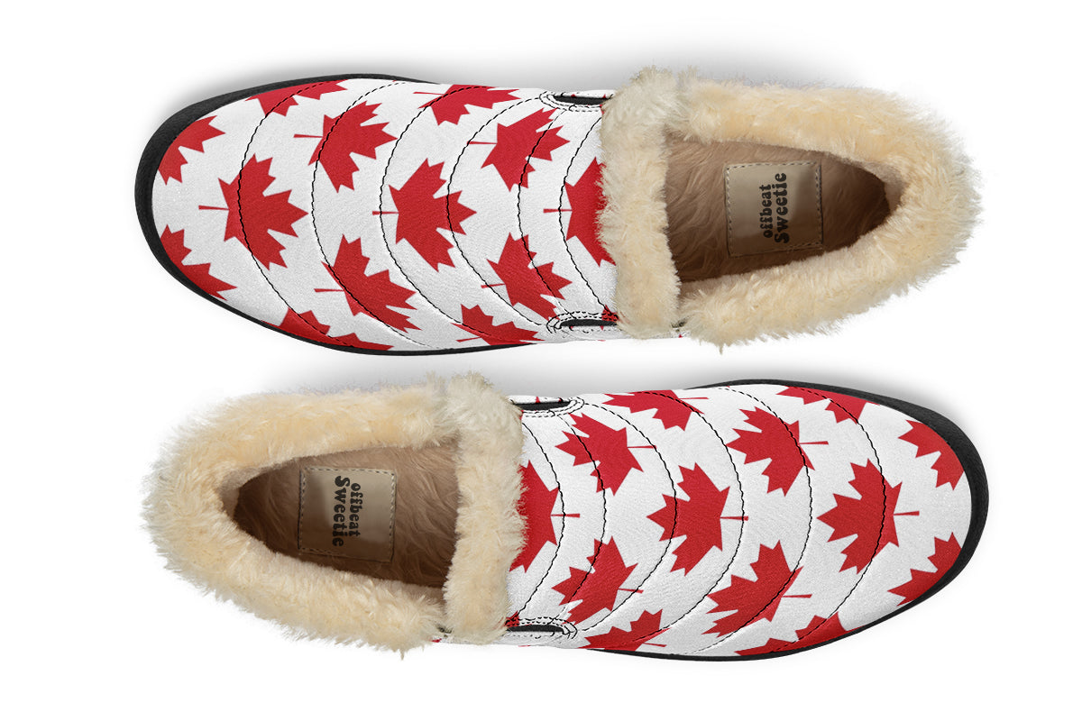 Maple Leaves White Winter Shoes - Offbeat Sweetie