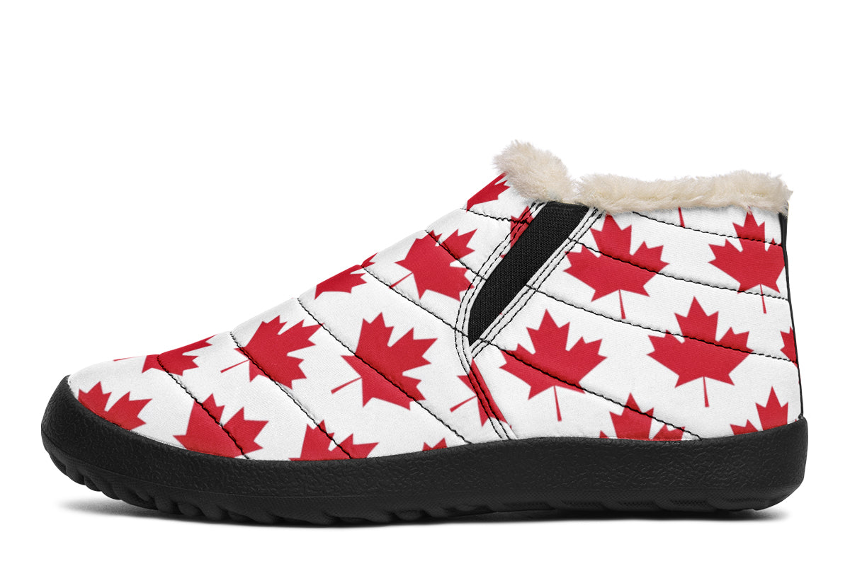 Maple Leaves White Winter Shoes - Offbeat Sweetie