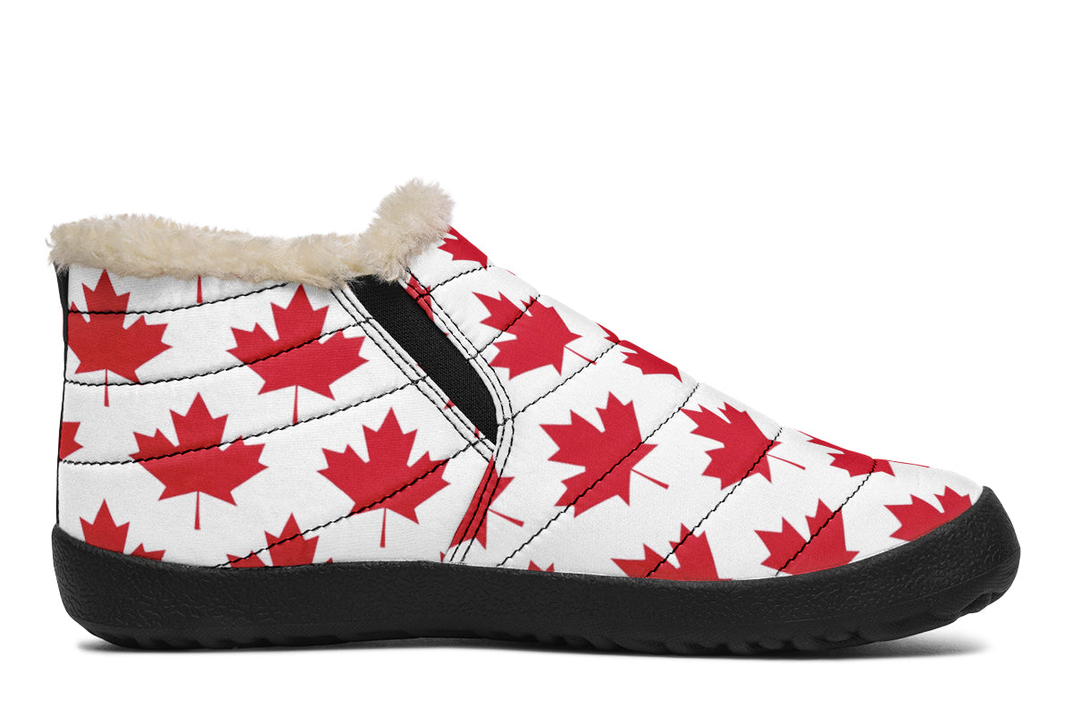 Maple Leaves White Winter Shoes - Offbeat Sweetie