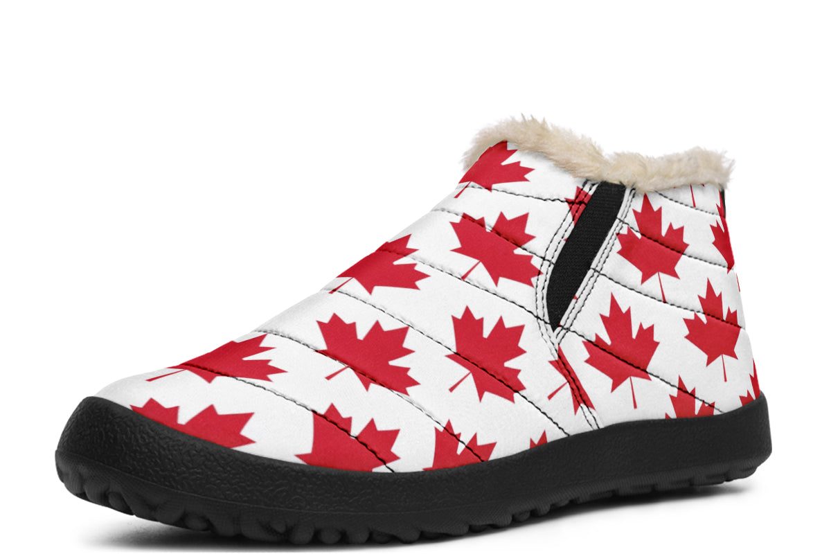 Maple Leaves White Winter Shoes - Offbeat Sweetie