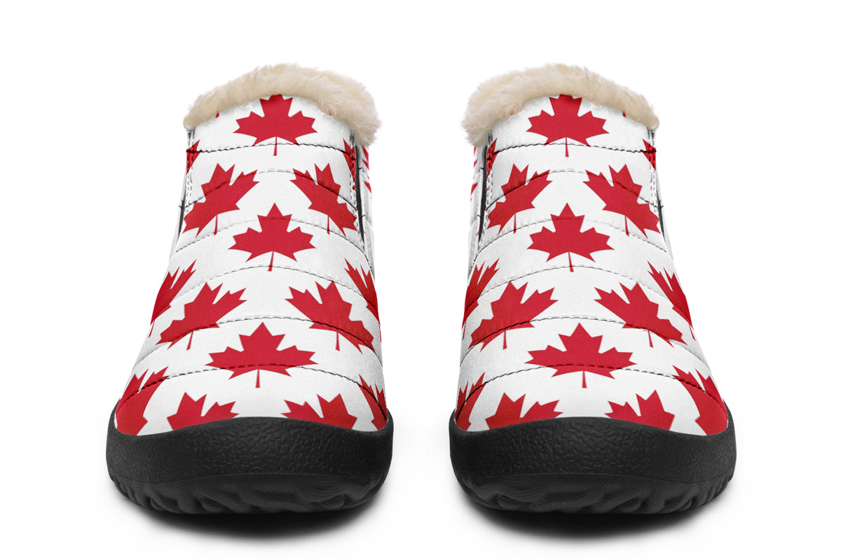 Maple Leaves White Winter Shoes - Offbeat Sweetie
