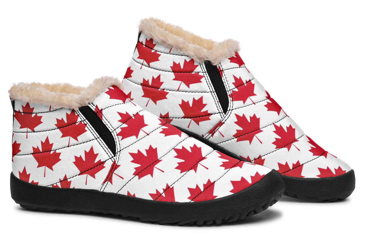 Maple Leaves White Winter Shoes - Offbeat Sweetie