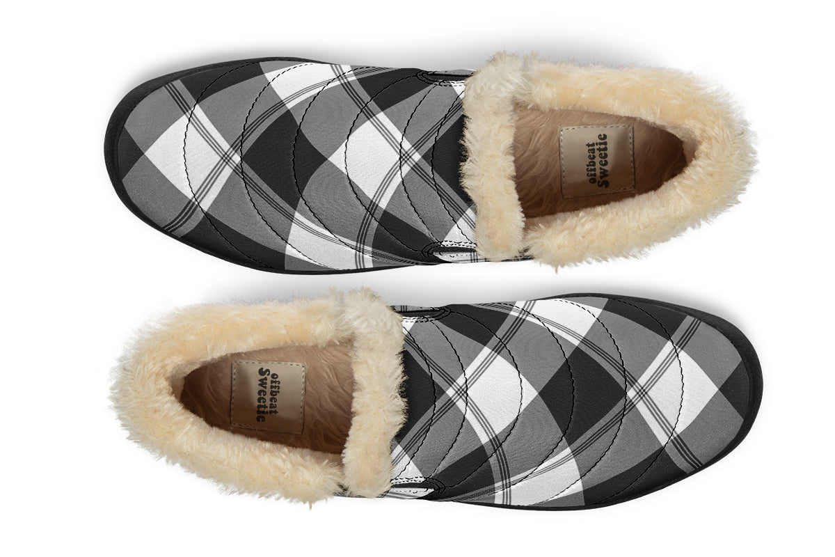 Black And White Plaid Winter Shoes