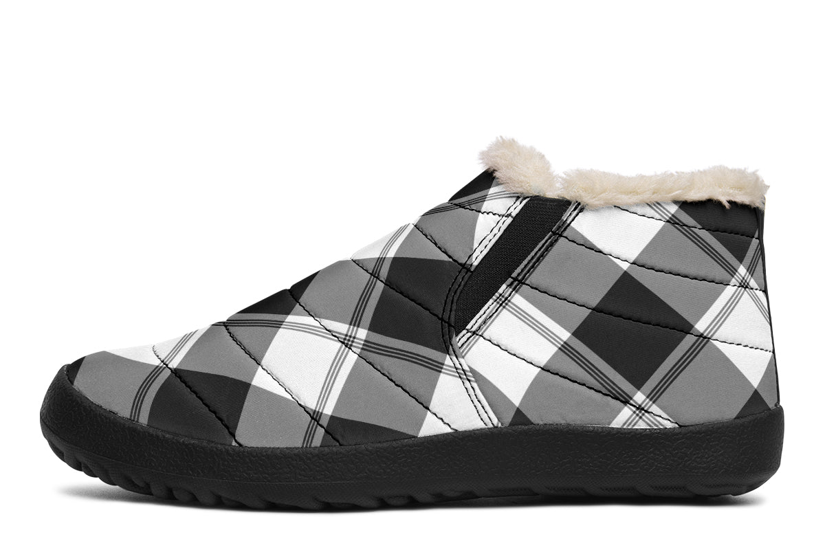 Black And White Plaid Winter Shoes