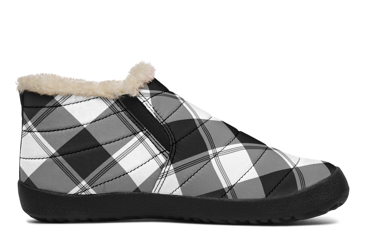Black And White Plaid Winter Shoes