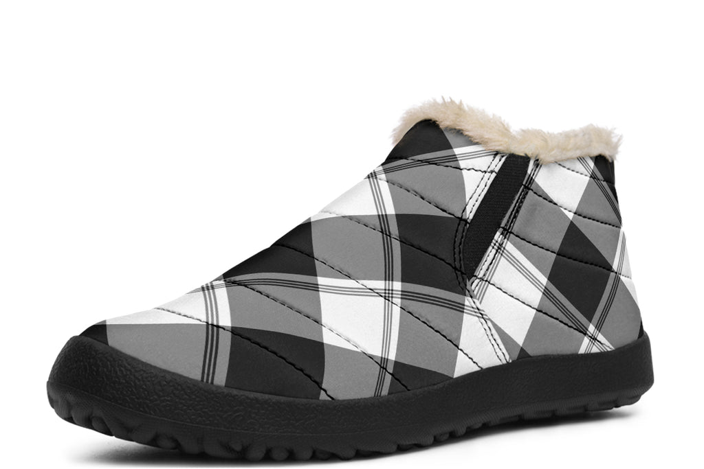 Black And White Plaid Winter Shoes