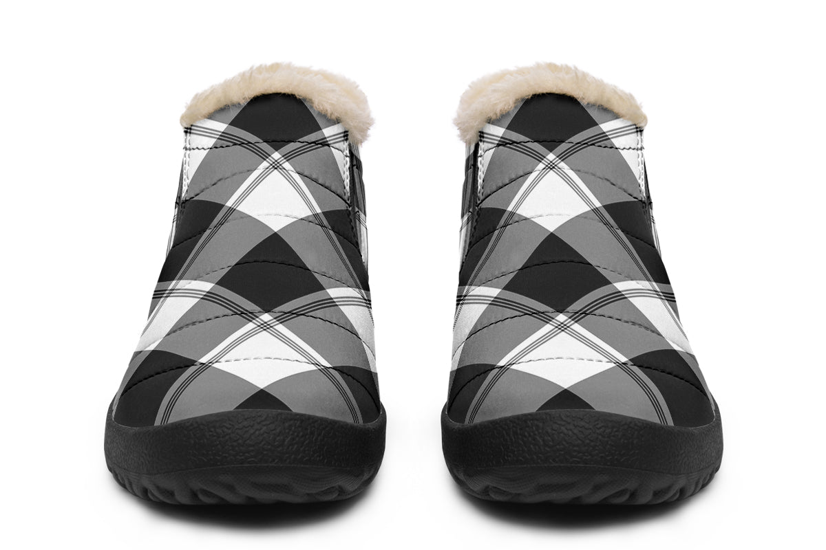 Black And White Plaid Winter Shoes