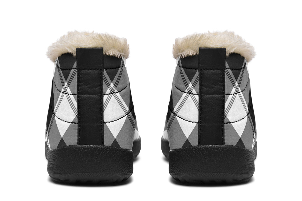 Black And White Plaid Winter Shoes