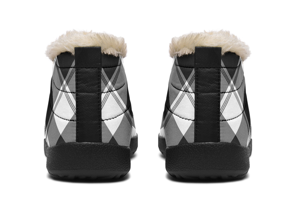 Black And White Plaid Winter Shoes