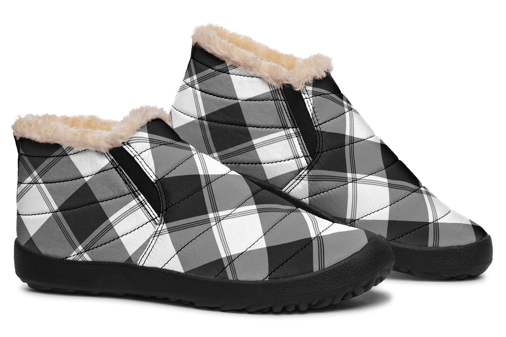Black And White Plaid Winter Shoes