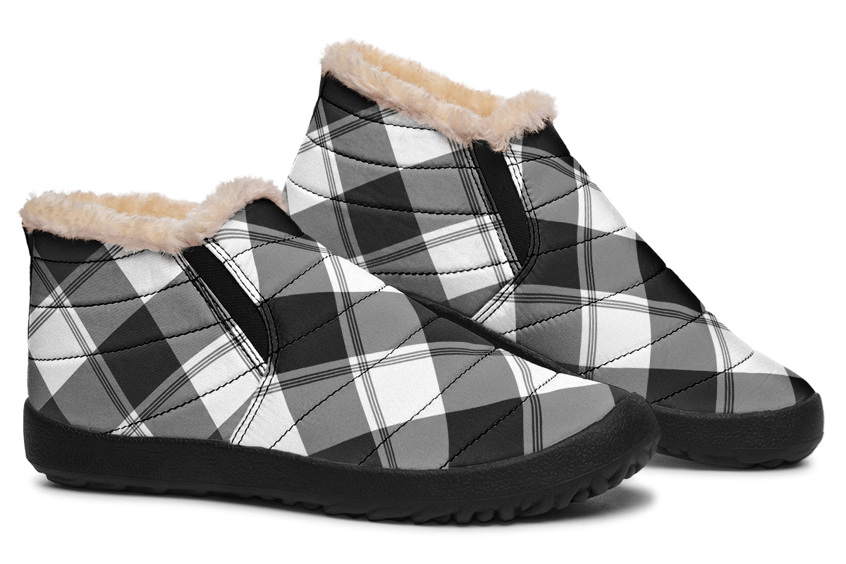Black And White Plaid Winter Shoes
